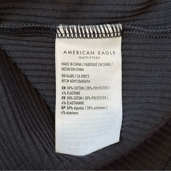 American Eagle Ruched Knit Button-Front Mini Dress Charcoal Gray Women’s Size M - Picture 9 of 12